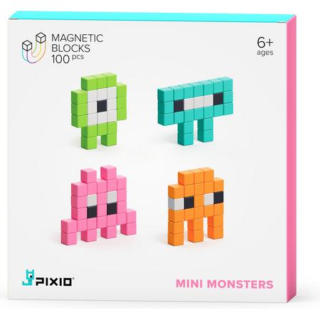 Pixio Magnetic Blocks | Design Series | Pixio-Mini Monsters | 6 Kleuren | 100 blokken